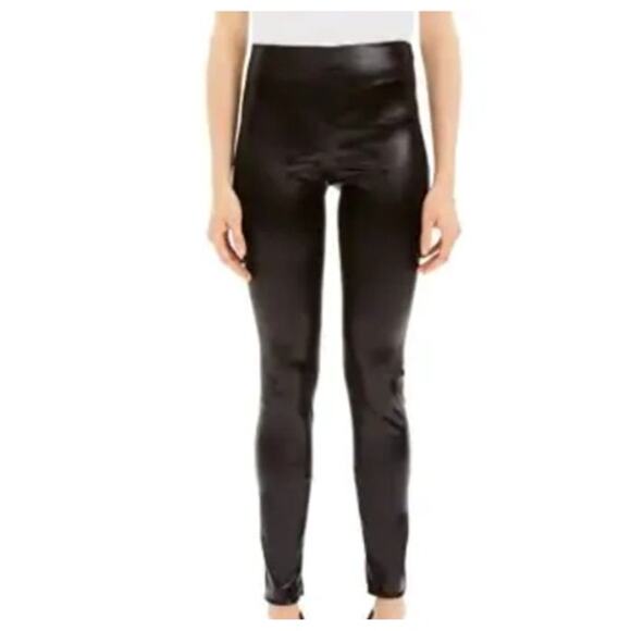 THEORY 2 NEW Skinny Chintz Faux Leather Stretch Leggings Mink Brown - Picture 1 of 10